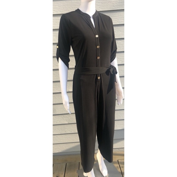 ⭐️2/$50⭐️MICHAEL KORS Jumpsuit Womens Black Cropped Wide Leg Tie Waist Stretch 🖤 - Picture 5 of 14